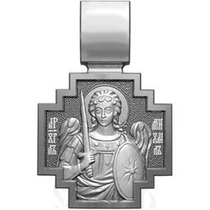 нательная икона св. благоверный князь мученик роман рязанский, серебро 925 проба с платинированием (арт. 06.084р)