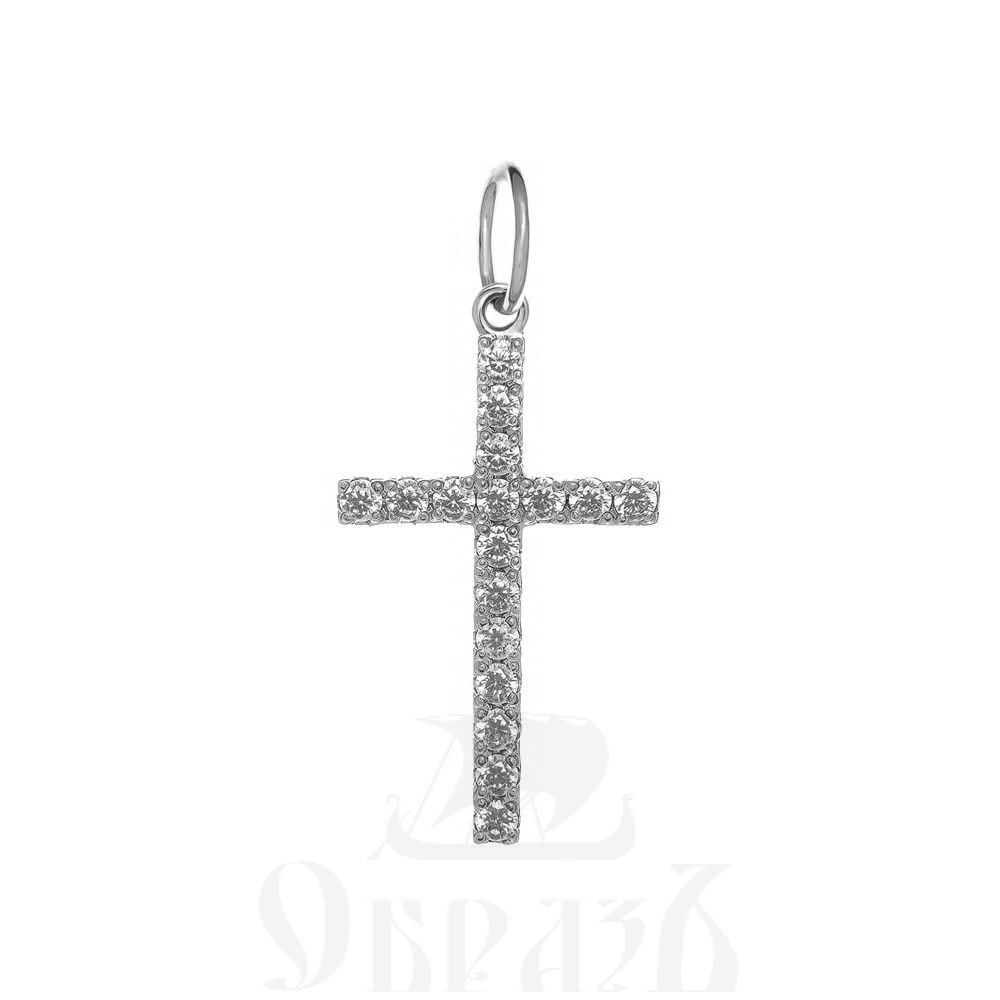 золотой крест с молитвой "спаси и сохрани", 585 проба белого цвета (арт. п30042-з5б)